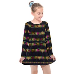 Candle Lights In Warm Cozy Festive Style Kids  Long Sleeve Dress by pepitasart