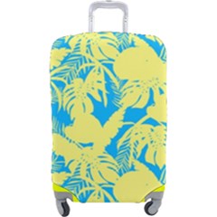 Yellow And Blue Leafs Silhouette At Sky Blue Luggage Cover (large) by Casemiro