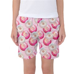 Pink And White Donuts Women s Basketball Shorts by SychEva