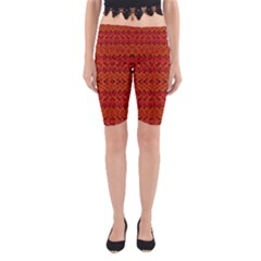 Red Pattern Yoga Cropped Leggings by Sparkle