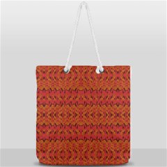 Red Pattern Full Print Rope Handle Tote (large) by Sparkle