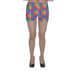 Multicolored Donuts Skinny Shorts by SychEva