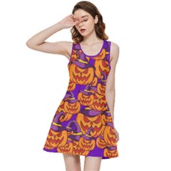 Purple And Orange Pumpkins, Crazy Halloween Pattern, Jack O  Lantern Inside Out Racerback Dress by Casemiro