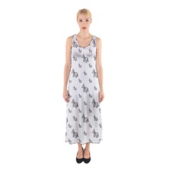 Grey Unicorn Sketchy Style Motif Drawing Pattern Sleeveless Maxi Dress by dflcprintsclothing