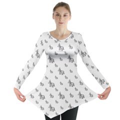 Grey Unicorn Sketchy Style Motif Drawing Pattern Long Sleeve Tunic  by dflcprintsclothing