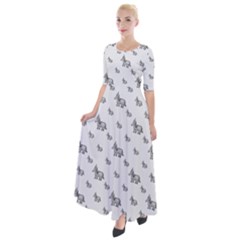 Grey Unicorn Sketchy Style Motif Drawing Pattern Half Sleeves Maxi Dress by dflcprintsclothing