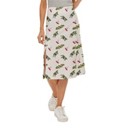 Spruce And Pine Branches Midi Panel Skirt by SychEva