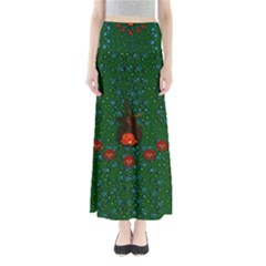 Halloween Pumkin Lady In The Rain Full Length Maxi Skirt by pepitasart