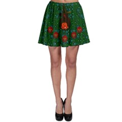 Halloween Pumkin Lady In The Rain Skater Skirt by pepitasart