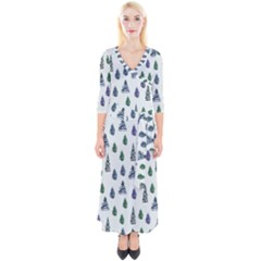 Coniferous Forest Quarter Sleeve Wrap Maxi Dress by SychEva