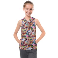 Retro Color Kids  Sleeveless Hoodie by Sparkle