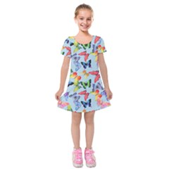 Watercolor Butterflies Kids  Short Sleeve Velvet Dress by SychEva