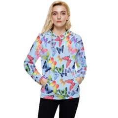 Watercolor Butterflies Women s Lightweight Drawstring Hoodie by SychEva