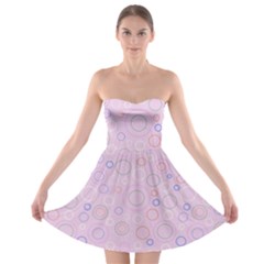 Multicolored Circles On A Pink Background Strapless Bra Top Dress by SychEva