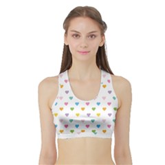 Small Multicolored Hearts Sports Bra With Border by SychEva