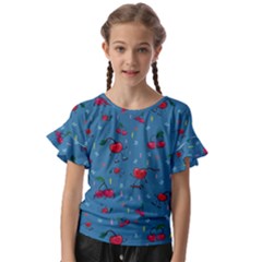 Red Cherries Athletes Kids  Cut Out Flutter Sleeves by SychEva