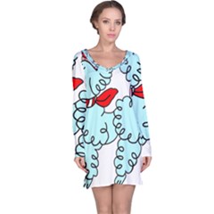 Doodle Poodle  Long Sleeve Nightdress by IIPhotographyAndDesigns