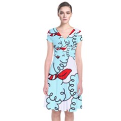 Doodle Poodle  Short Sleeve Front Wrap Dress by IIPhotographyAndDesigns