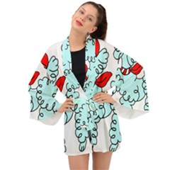 Doodle Poodle  Long Sleeve Kimono by IIPhotographyAndDesigns