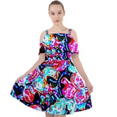 Neon Floral Cut Out Shoulders Chiffon Dress by 3cl3ctix