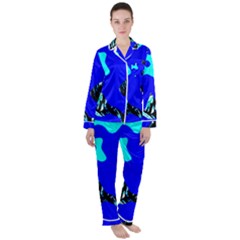 Abstract Tropical Satin Long Sleeve Pajamas Set by 3cl3ctix