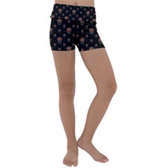 Funny Ugly Bird Drawing Print Pattern Kids  Lightweight Velour Yoga Shorts by dflcprintsclothing