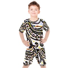 Faux Baroque Print Kids  Tee And Shorts Set by 3cl3ctix