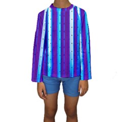 Warped Stripy Dots Kids  Long Sleeve Swimwear by essentialimage365