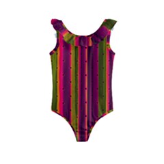 Warped Stripy Dots Kids  Frill Swimsuit by essentialimage365