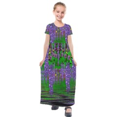 A Island Of Flowers In The Calm Sea Kids  Short Sleeve Maxi Dress by pepitasart