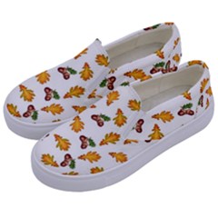 Oak Leaves And Acorns Kids  Canvas Slip Ons by SychEva