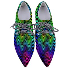 Abstract Rainbow Curves Pattern Pointed Oxford Shoes by Casemiro