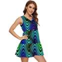 Abstract rainbow curves pattern Tiered Sleeveless Mini Dress View2