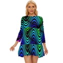 Abstract rainbow curves pattern Long Sleeve Babydoll Dress View1