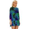 Abstract rainbow curves pattern Long Sleeve Babydoll Dress View3