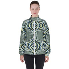 Illusion Waves Pattern Women s High Neck Windbreaker by Sparkle