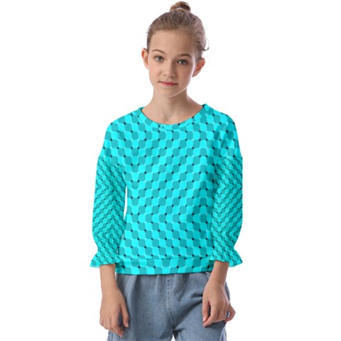 Illusion Waves Pattern Kids  Cuff Sleeve Top by Sparkle