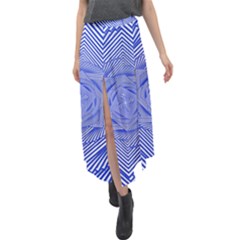 Illusion Waves Pattern Velour Split Maxi Skirt by Sparkle