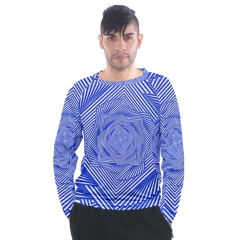 Illusion Waves Pattern Men s Long Sleeve Raglan Tee by Sparkle