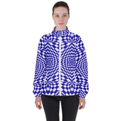 Illusion Waves Pattern Women s High Neck Windbreaker by Sparkle