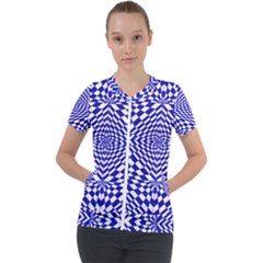 Illusion Waves Pattern Short Sleeve Zip Up Jacket by Sparkle