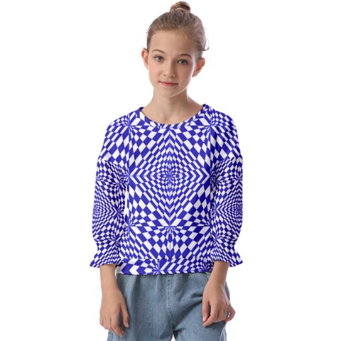 Illusion Waves Pattern Kids  Cuff Sleeve Top by Sparkle