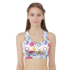 Abstract Multicolored Shapes Sports Bra With Border by SychEva