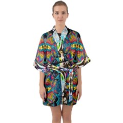 375 Chroma Digital Art Custom Kal00012 Half Sleeve Satin Kimono  by Drippycreamart