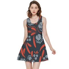 Folk Flowers Print Floral Pattern Ethnic Art Inside Out Reversible Sleeveless Dress by Eskimos