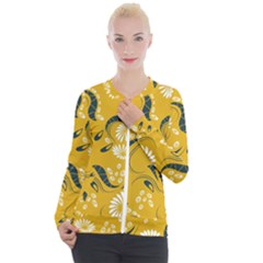 Folk Flowers Print Floral Pattern Ethnic Art Casual Zip Up Jacket by Eskimos