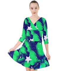 Space Odyssey  Quarter Sleeve Front Wrap Dress by notyouraveragemonet