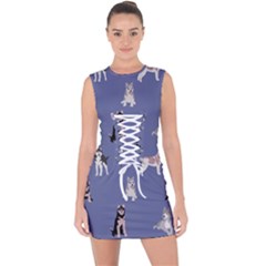 Husky Dogs With Sparkles Lace Up Front Bodycon Dress by SychEva