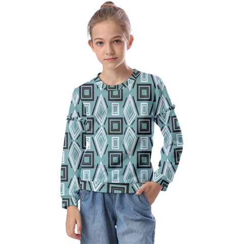 Abstract Geometric Design   Geometric Fantasy   Kids  Long Sleeve Tee With Frill  by Eskimos