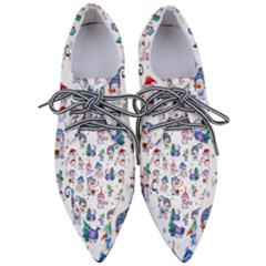 Cute Snowmen Celebrate New Year Pointed Oxford Shoes by SychEva